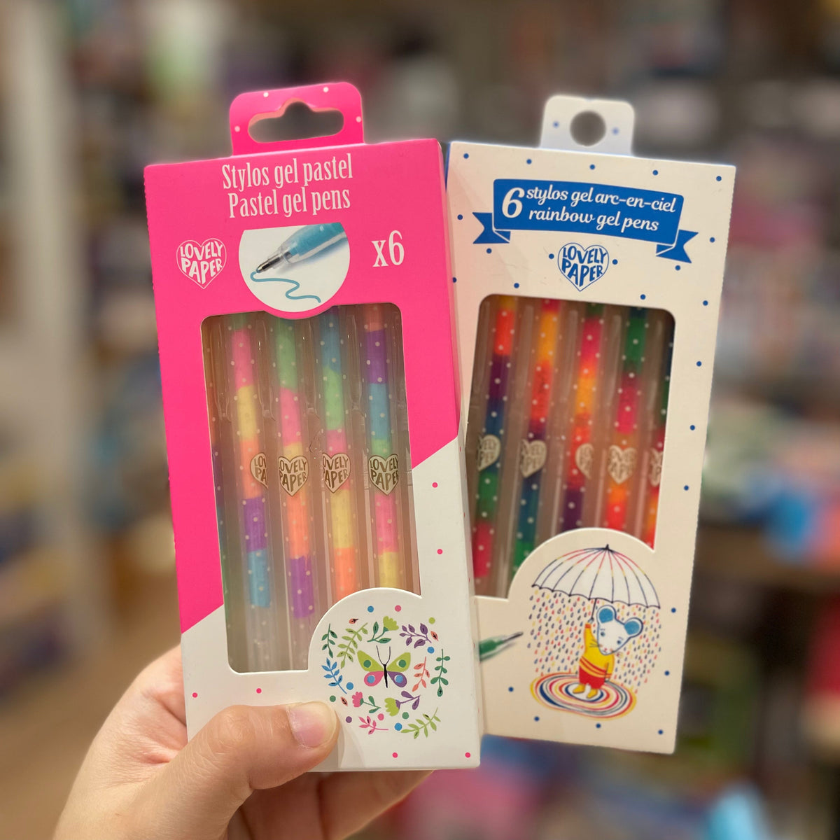 Gel Pens with 6 exchangeable colours 6pc in Rainbow or Pastel by Djeco Stationary Art and craft for kids Clearance 3yrs+