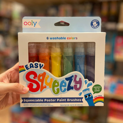 Ooly Set of 6 Easy Squeezy Squeezable Poster Paint Brushes Stationary Art and Crafts for Toddlers 3yrs+
