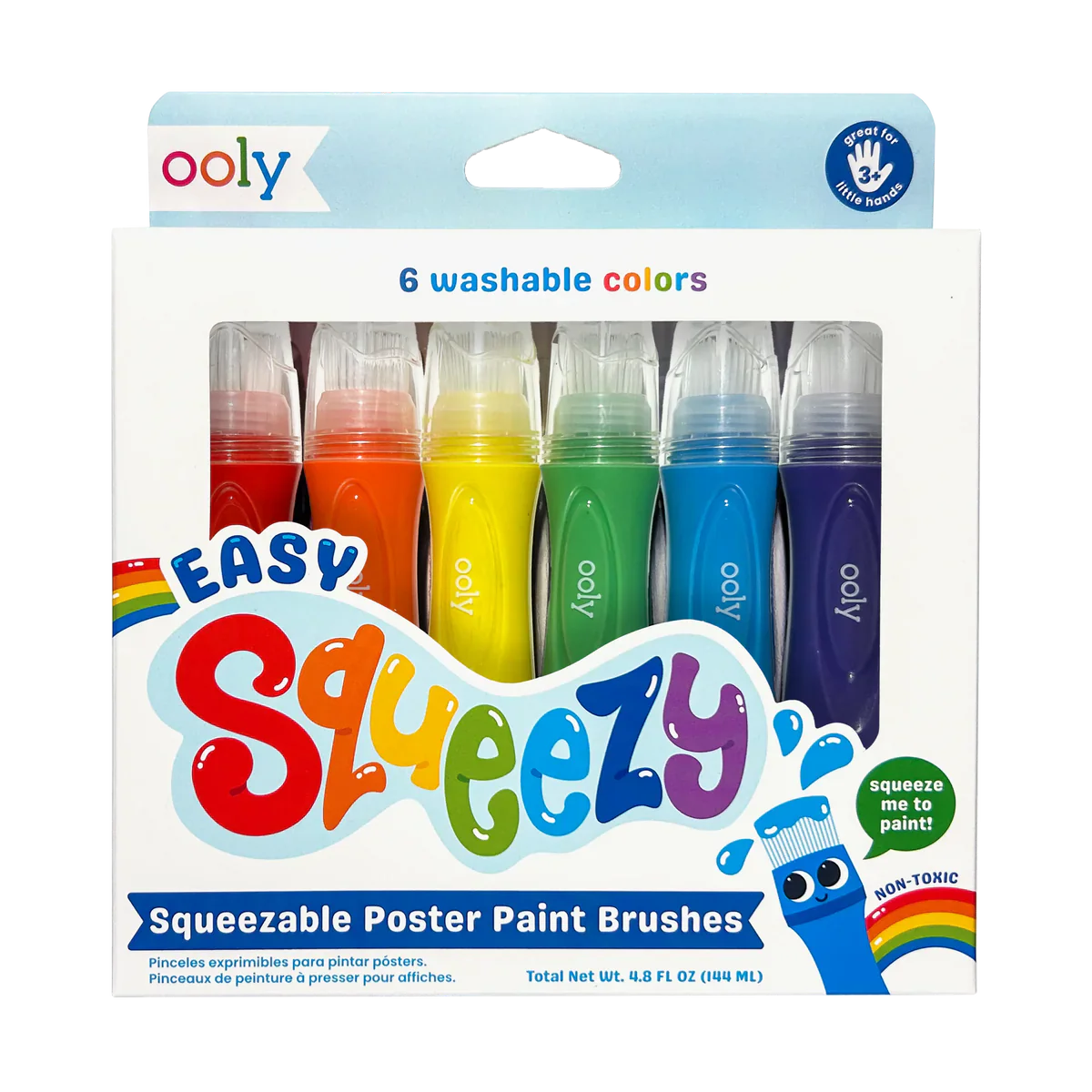 Ooly Set of 6 Easy Squeezy Squeezable Poster Paint Brushes Stationary Art and Crafts for Toddlers 3yrs+