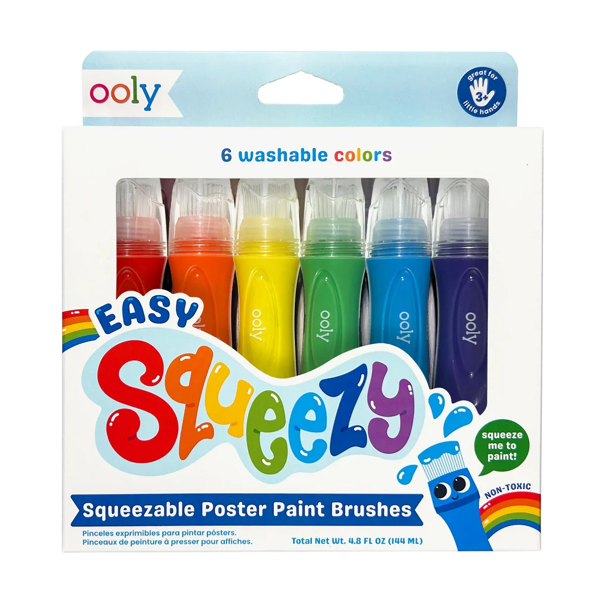 Ooly Set of 6 Easy Squeezy Squeezable Poster Paint Brushes Stationary Art and Crafts for Toddlers 3yrs+