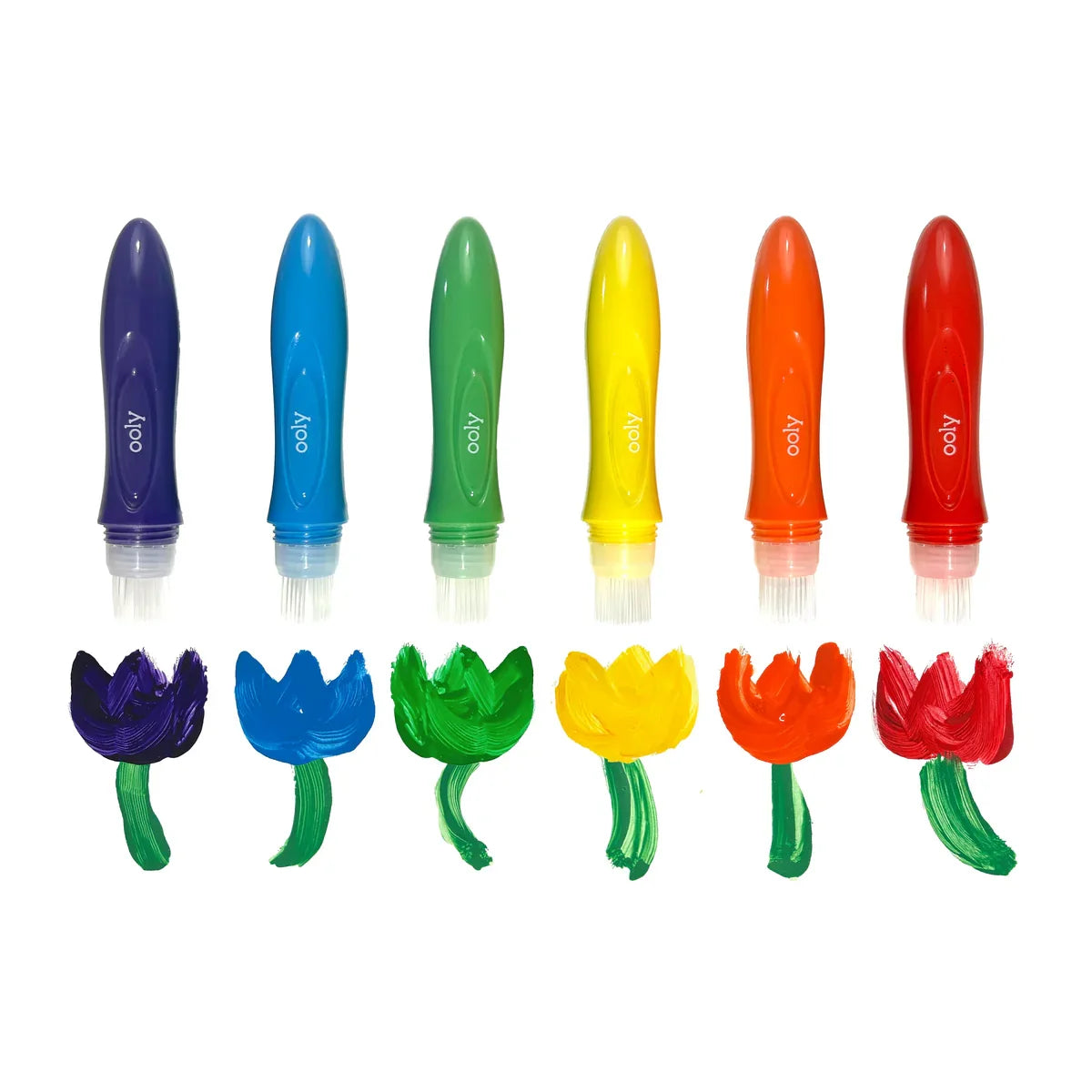 Ooly Set of 6 Easy Squeezy Squeezable Poster Paint Brushes Stationary Art and Crafts for Toddlers 3yrs+
