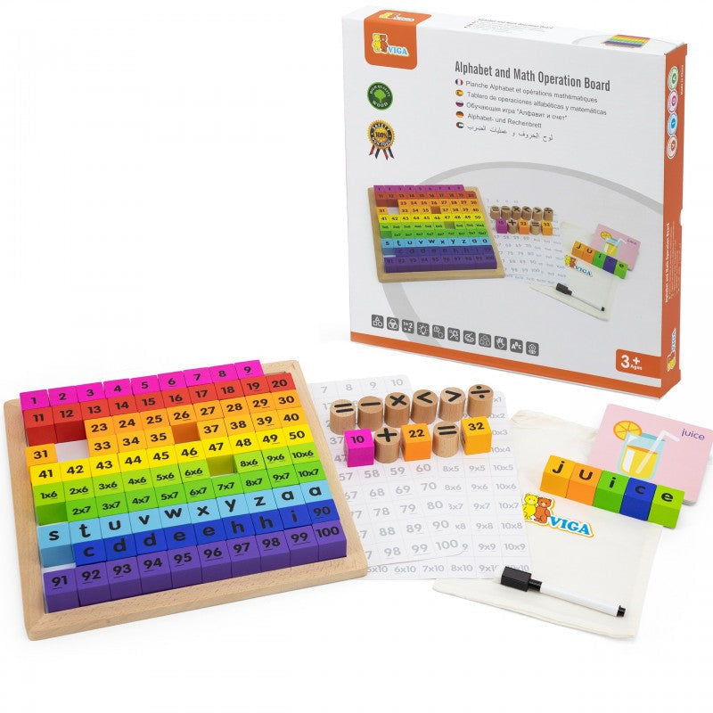 Viga Alphabet and Math Operation Board Early Maths Early Literacy Developmental Toys School Range 3yrs+