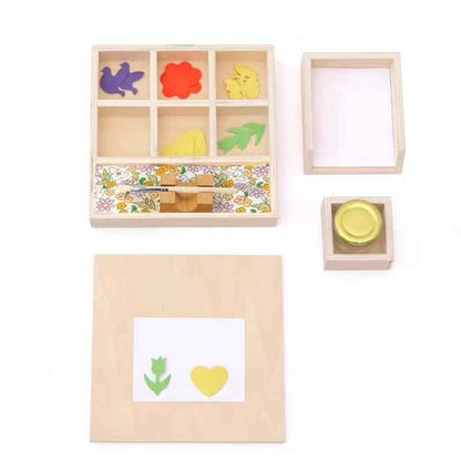 Montessori Glue Activity Box with Jar and Brush Practical Life Tools 2yrs+