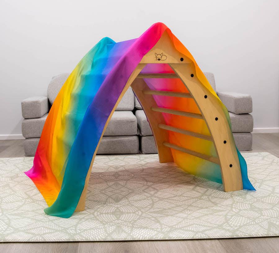 Play Silks by Play Silkies Australia JUMBO Silks RAINBOW 180x90cm 100% Silk Natural Waldorf Toys 0m+
