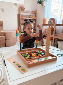 Viga Toys Wooden Beads Sequence Game with Pattern Cards Early Numeracy Fine Motor Skills Developmental Toys School Range 3yrs+