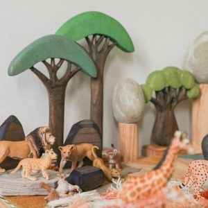 Papoose Wooden African Trees Set of 3 Pretend & Imaginative Play Toys 3yrs+