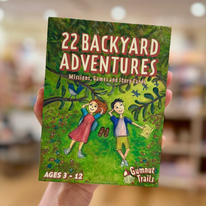 Backyard Adventures Outdoor Nature Play Missions, Games and Story activity Cards for Explorers 22pcs by Gumnut Trails Travel Toys Storytelling 3yrs+