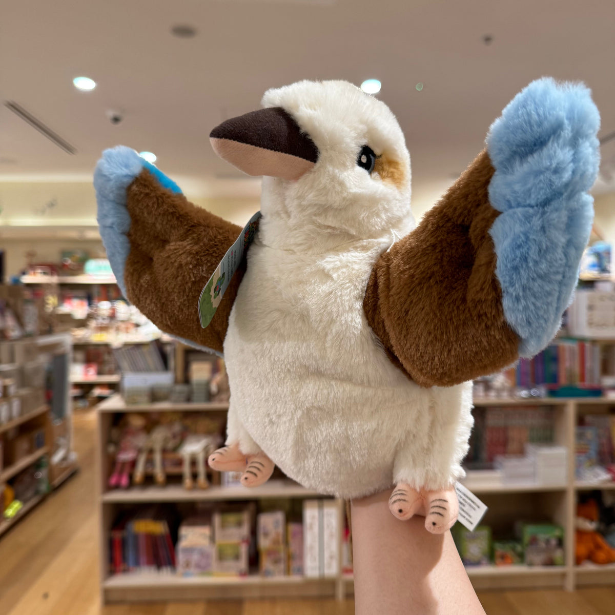 Eco Kookaburra Hand Puppet 25cm By Eco Buddies Pretend and Imaginative Play Plush Toys 3yrs+