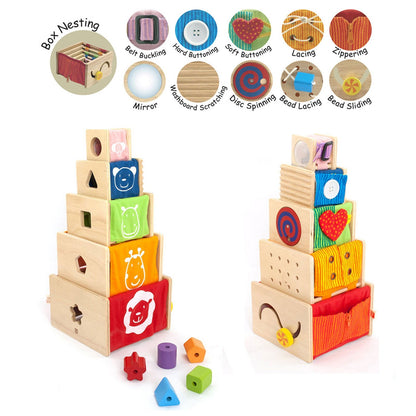 I'm Toy Montessori Activity Stackable Frames Practical Life Materials Motor Skills Developmental Toys for Toddlers Best Seller 18m+