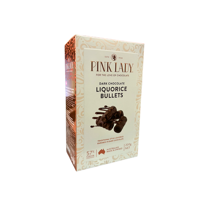 Pink Lady Dark Chocolate Liquorice Bullets 200g