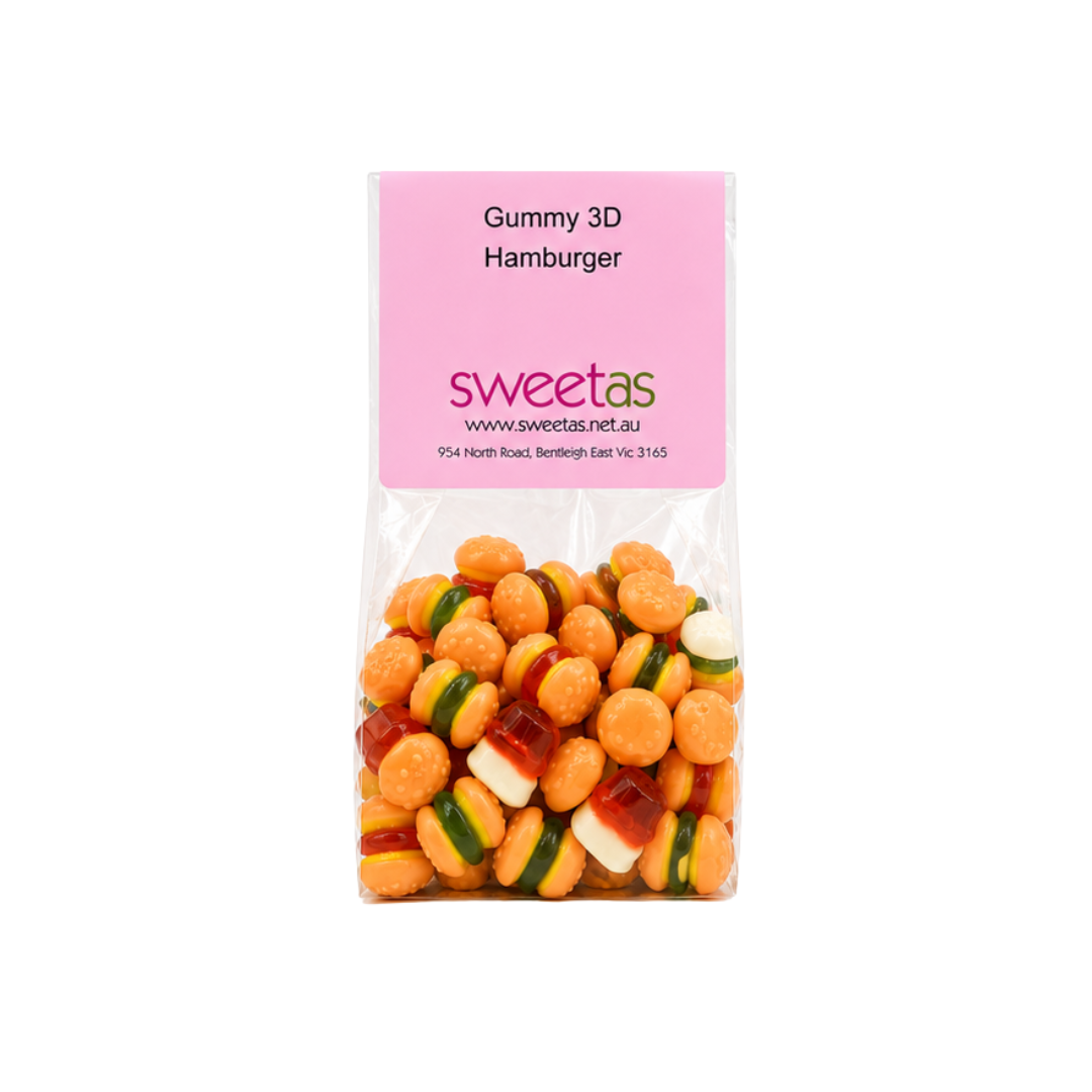 3D Gummy Hamburger Lollies - 200g