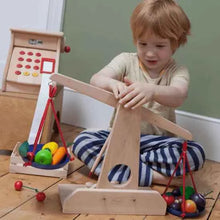 Drewart Scales Play Shop Play Kitchen Early Math Games for Kids Solid Wood Hand Made Early Math STEM Wooden Toys 3yrs+