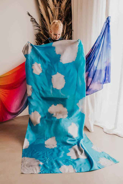 Play Silks by Play Silkies Australia JUMBO Silks CLOUD 180x90cm 100% Silk Natural Waldorf Toys 0m+