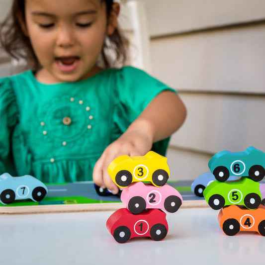 Kiddie Connect 1-10 Car Wooden Puzzle Early Math Fine Motor Skills Development Toys for 18m+