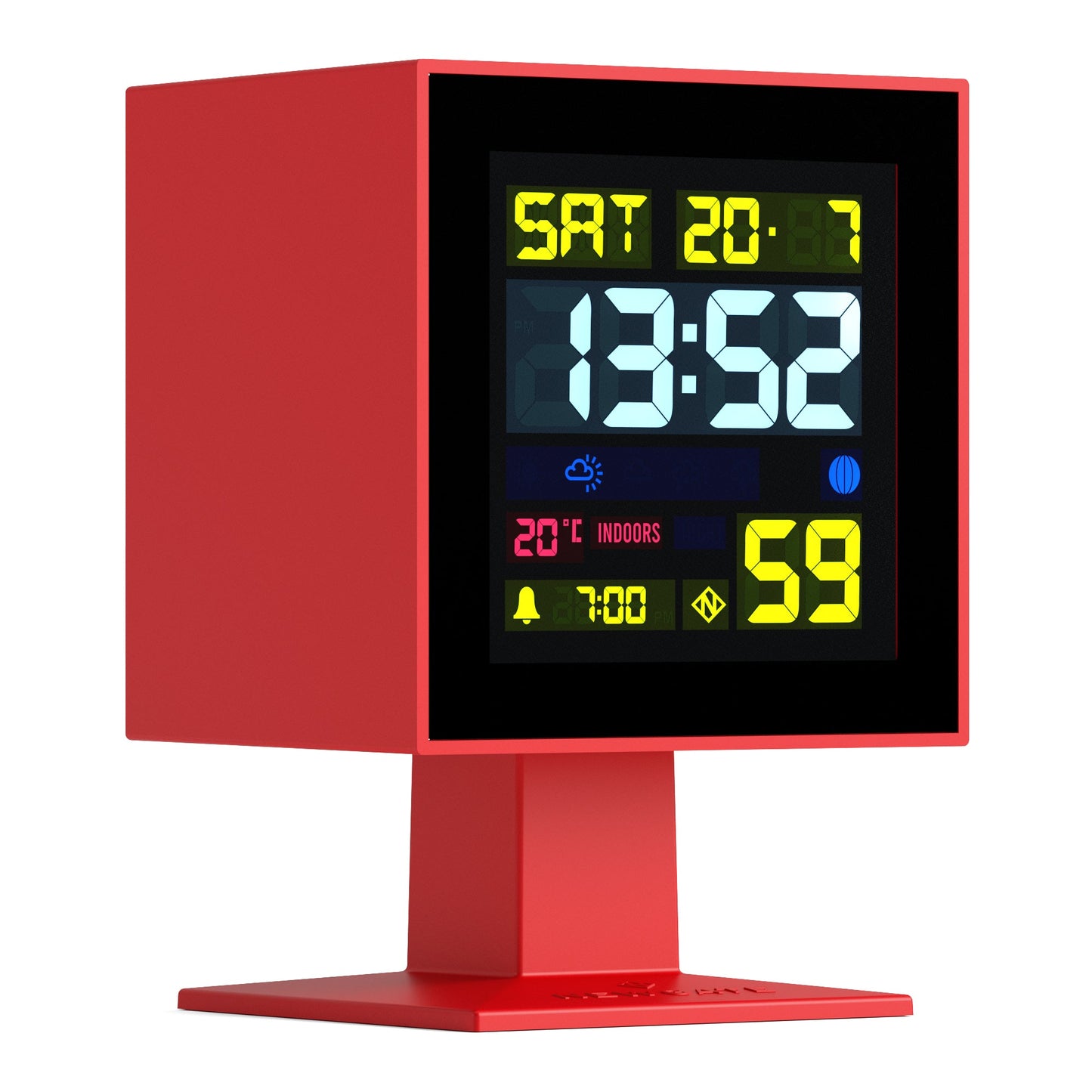 Monolith Lcd Alarm Clock Fire Engine Red