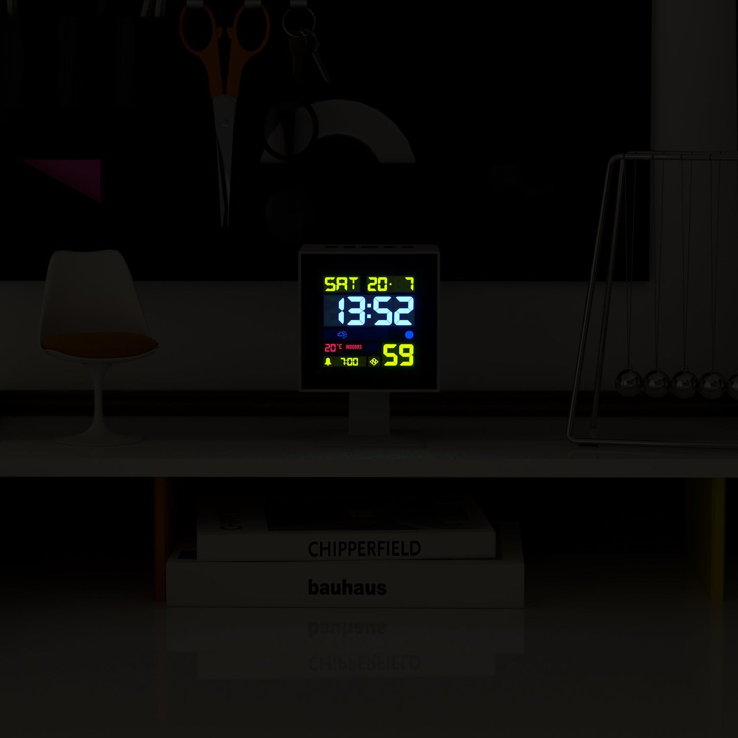 Monolith Lcd Alarm Clock White