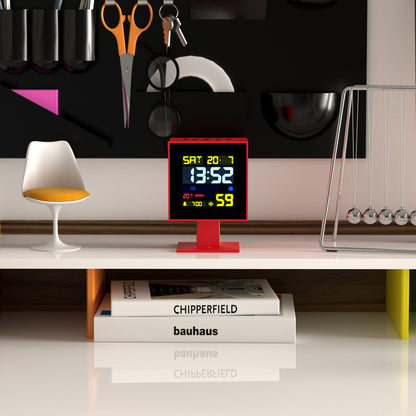 Monolith Lcd Alarm Clock Fire Engine Red