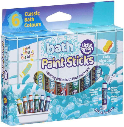 Little Brian Bath Paint Sticks 6 Pack Art and craft for kids Bath Toys 3yrs+