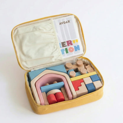 Wooden Building Blocks Lodge Travel Set 34pcs by Avdar Toys Wooden Toys Building Blocks Travel Toys Gifting Idea for 3yrs+