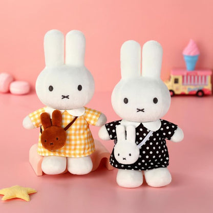 Miffy Plush Black Dot Dress with Miffy Bag 20cm