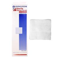 Livingstone Gauze Swabs 8 ply Cotton Sterile 7.5 x 7.5cm 100 Pieces/Box