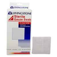 Livingstone Gauze Swabs 8 ply Cotton Sterile 5 x 5 cm 100 Pieces/Box
