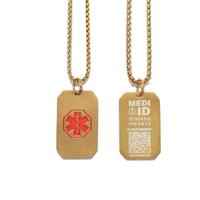 MEDI-ID  Medical ID Gold Dog Tag with 60CM Chain 1pc