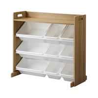 Oikiture 9 Bins Kids Toy Box Bookshelf Organiser Display Shelf Storage Rack Natural
