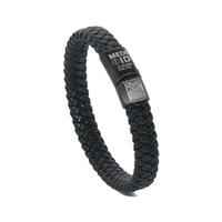MEDI-ID Medical ID Leather Bracelet 21.5cm Black with Black Clasp 1pc
