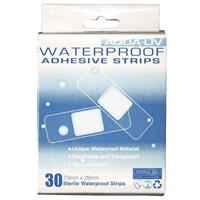 Livingstone Aqua-Liv Waterproof First Aid Adhesive Strips with Pad Sterile 7.3 x 2.5cm 30 Pieces/Box
