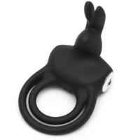 Happy Rabbit Stimulating Rechargeable Rabbit Ring Black 1pc