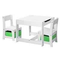Oikiture Kids Table and Chair Set Storage Box Toys Wooden Play Activity Desk Green & White
