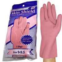 Skin Shield Silver Lined Natural Rubber Gloves Vanilla Scented Pair Pink Size 9-9.5