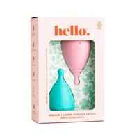 Hello Period Average Cervix Cups M Blue + L Blush Packs