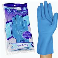Skin Shield Silver Lined Natural Rubber Gloves Vanilla Scented Pair Blue Size 7-7.5