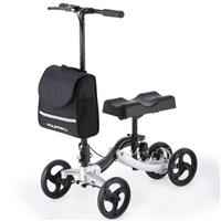 Equipmed Knee Scooter Walker With Disc Break & Suspension Bag Silver