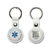 MEDI-ID  Medical ID White Leather Key Ring 1pc