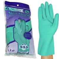 Skin Shield Silver Lined Natural Rubber Gloves Vanilla Scented Pair Green Size 9-9.5
