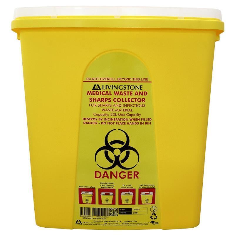 Livingstone Needles Sharps Waste Collector 23L