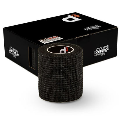 d3 Cohesive Wrap 75mm x 5m Black Box of 12 Rolls