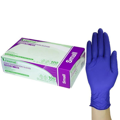 Universal Nitrile Examination Gloves ASTM Powder Free Small 100 Pieces/Box