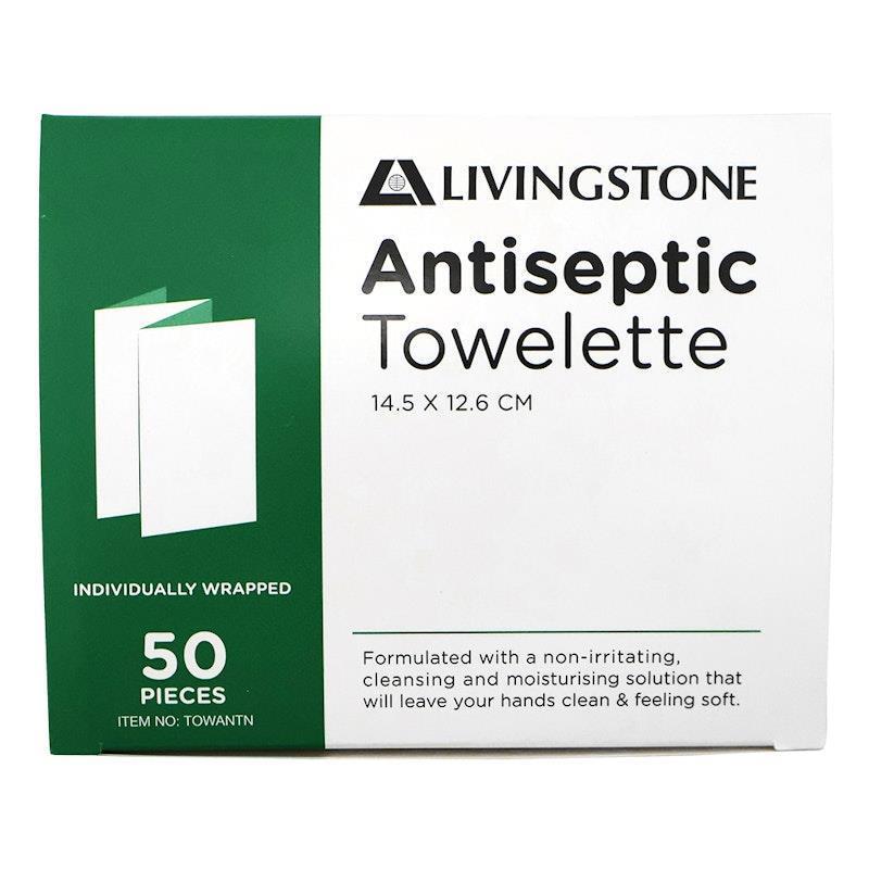 Livingstone Antiseptic Towelette Wipe 14.5 x 12.6cm 50 Pieces/Box