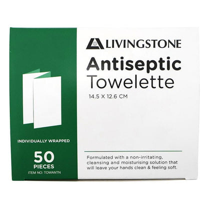 Livingstone Antiseptic Towelette Wipe 14.5 x 12.6cm 50 Pieces/Box