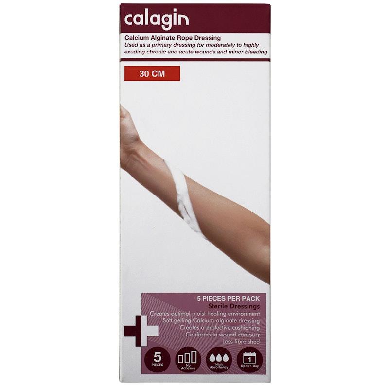 Calagin Calcium Alginate Rope Dressing 30cm Sterile 5 Pieces/Box