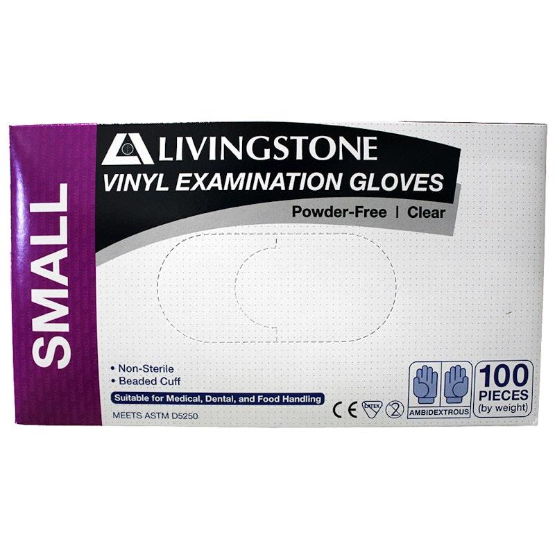 Livingstone Vinyl Examination Gloves ASTM Powder Free Small 100 Pieces/Box