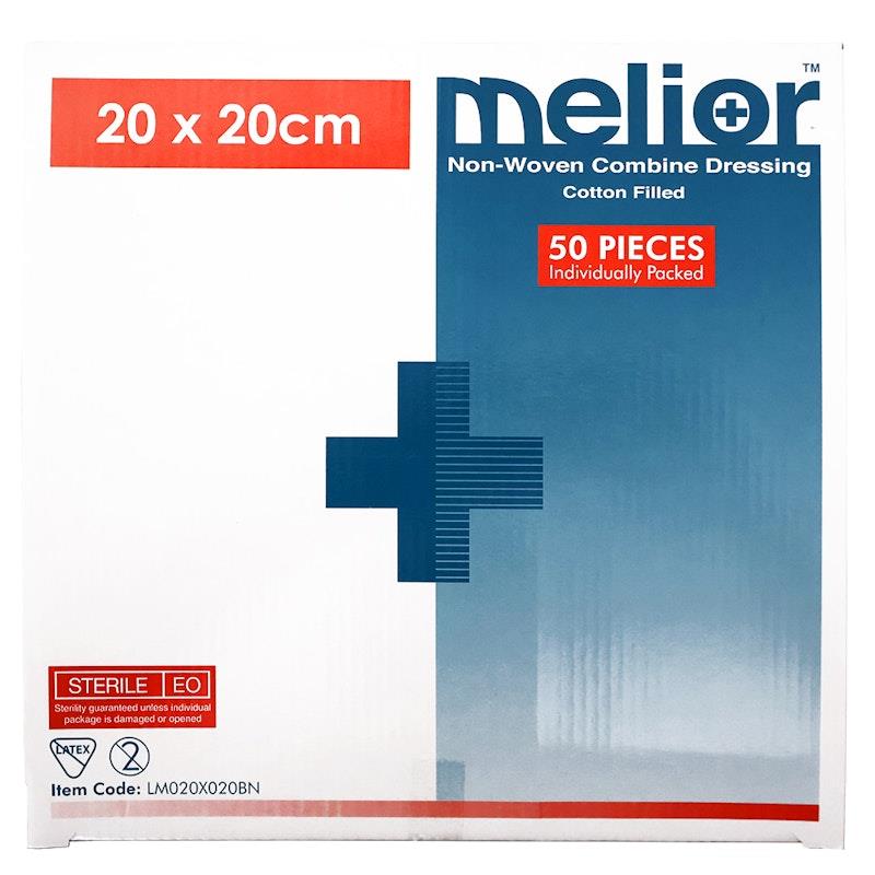 Melior Combine Dressing Pads Sterile 20 x 20cm 50 Pieces/Box