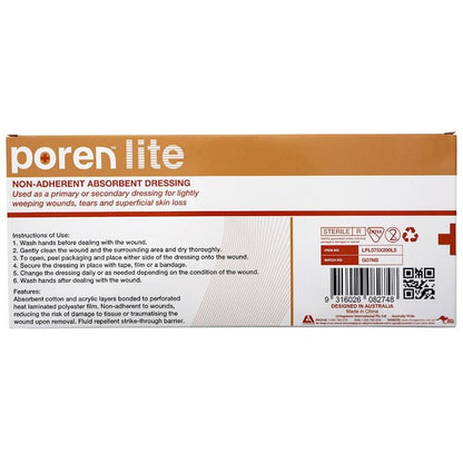 Poren-Lite Non-Adherent Absorbent Dressing Sterile 7.5 x 20cm 5Box