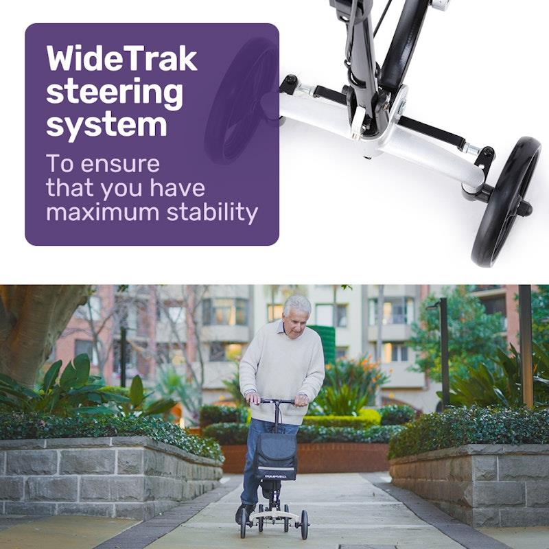 Equipmed Knee Scooter Walker With Disc Break & Suspension Bag Silver