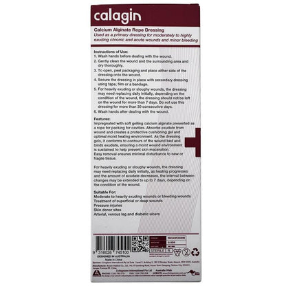 Calagin Calcium Alginate Rope Dressing 30cm Sterile 5 Pieces/Box