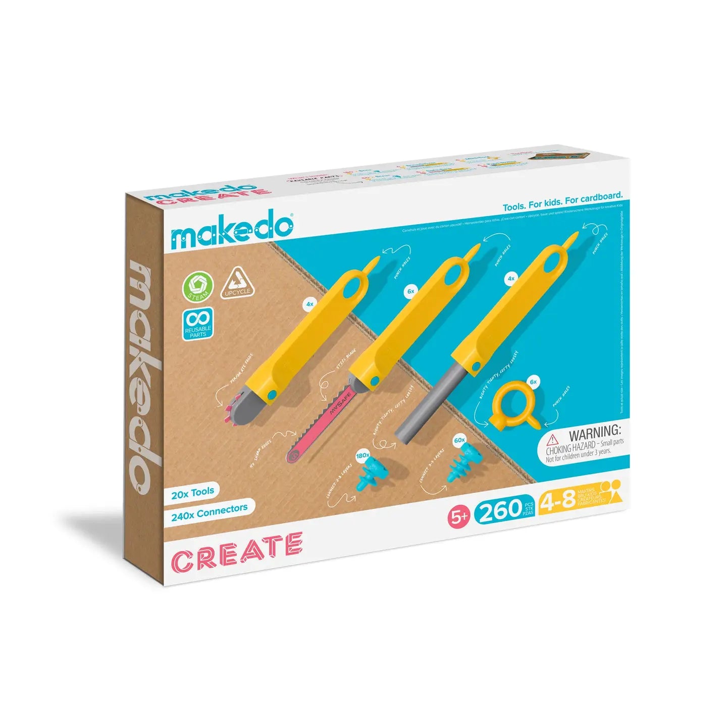 Makedo Create 260pcs Cardboard Construction Set Art and Craft for kids Best Seller Eco Friendly Gift 5yrs+